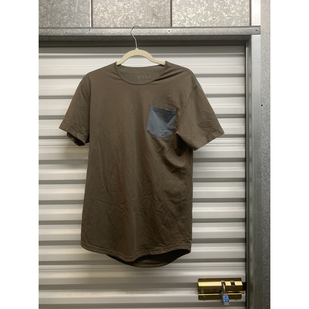 BYLT Shirt Mens S Drop Cut Short Sleeve Lux Pocket Stretch Activewear Casual